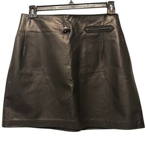 Barbara Bui Size 6 Matrix Clueless Black Leather A-Line Mini Skirt Preppy